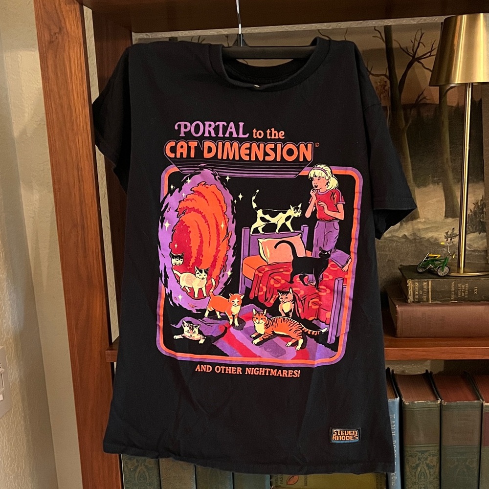 Portal to the Cat Dimension Graphic Tee - Black